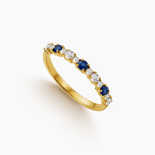 6.5 - ALTERNATING SAPPHIRE AND DIAMOND ETERNITY LADIES RING IN 18K YELLOW GOLD