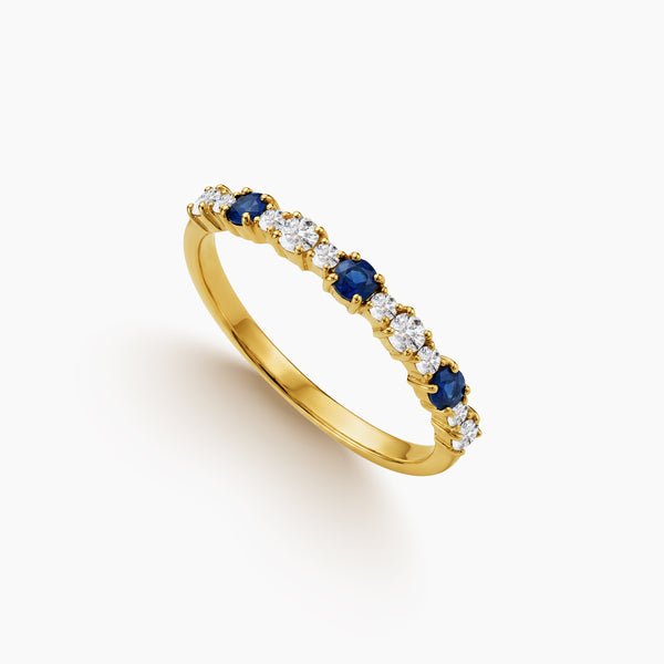 6.5 - ALTERNATING SAPPHIRE AND DIAMOND ETERNITY LADIES RING IN 18K YELLOW GOLD