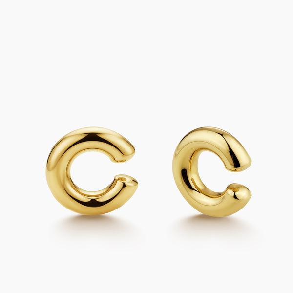 CHUNKY C-SHAPED LADIES EAR CUFFS IN (SAUDI) 18K YELLOW GOLD