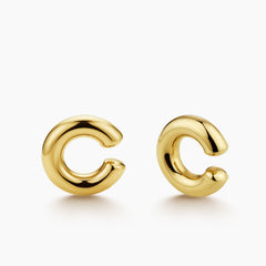 CHUNKY C-SHAPED LADIES EAR CUFFS IN (SAUDI) 18K YELLOW GOLD