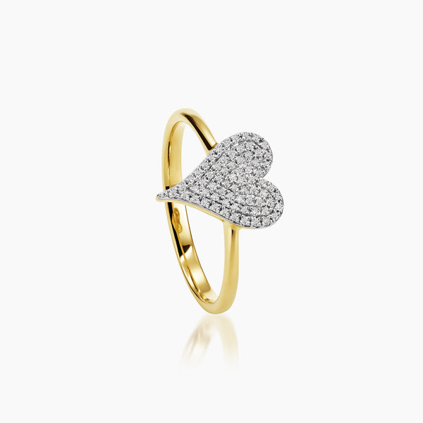 6.5 - DIAMOND HEART RING WITH 0.14/1.9 CARAT PAVÉ-SET DIAMOND IN 14K YELLOW GOLD