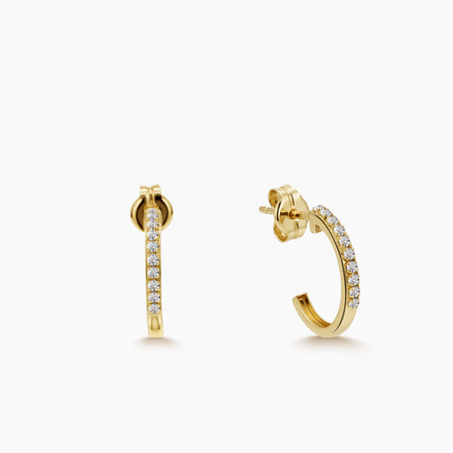 ZIRCONIAN LADIES HOOP STUD EARRINGS IN (SPANISH) 18K YELLOW GOLD
