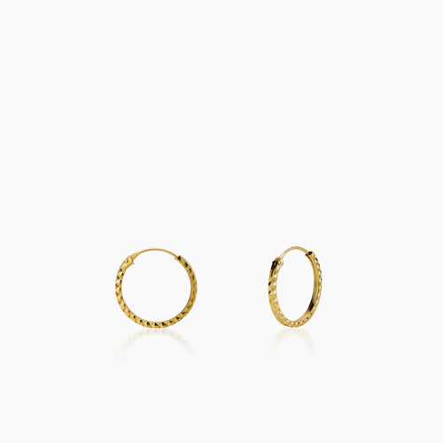 10mm - DIAMOND-CUT LADIES HOOP EARRINGS IN (SPANISH) 18K YELLOW GOLD
