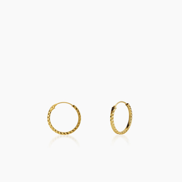 10mm - DIAMOND-CUT LADIES HOOP EARRINGS IN (SPANISH) 18K YELLOW GOLD