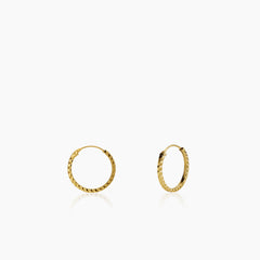 10mm - DIAMOND-CUT LADIES HOOP EARRINGS IN (SPANISH) 18K YELLOW GOLD