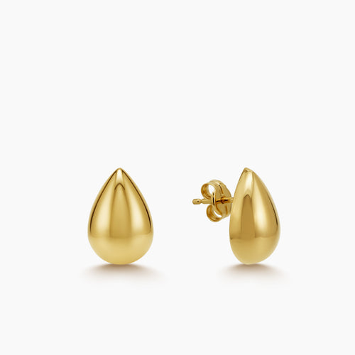 POLISHED TEAR DROP LADIES STUD EARRINGS IN (SPANISH) 18K YELLOW GOLD