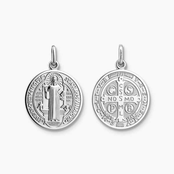 SAINT BENEDICT MEDAL (18MM) IN (ITALIAN) 18K WHITE GOLD