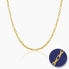 RECTANGLE BOX CHAIN NECKLACE (24 INCHES) IN (SAUDI) 18K YELLOW GOLD