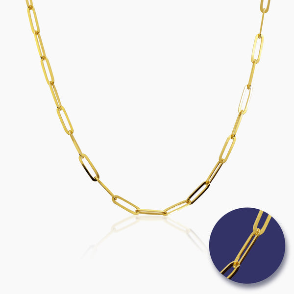 ELONGATED PAPERCLIP CHAIN NECKLACE (20 INCHES) IN (SAUDI) 18K YELLOW GOLD