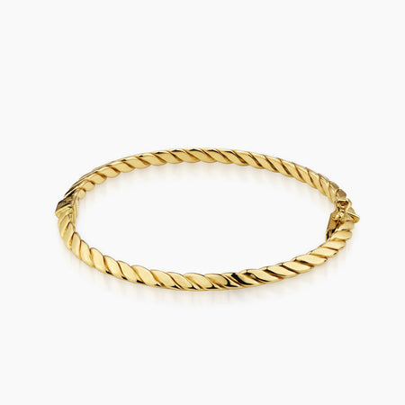 TWISTED FLAT ROPE BANGLE BRACELET IN (SAUDI) 18K YELLOW GOLD