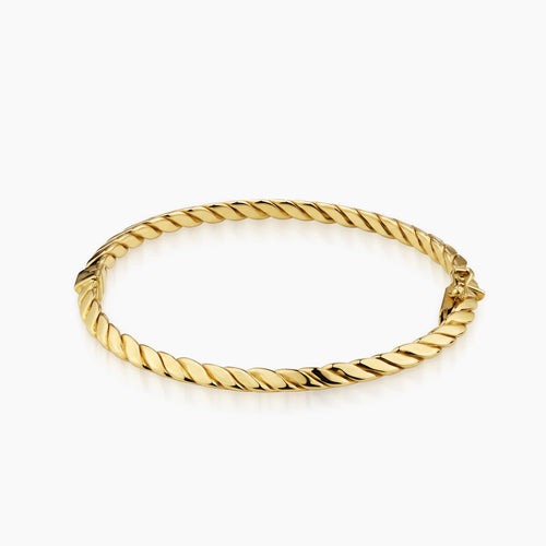 TWISTED FLAT ROPE BANGLE BRACELET IN (SAUDI) 18K YELLOW GOLD