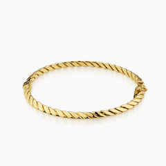 TWISTED FLAT ROPE BANGLE BRACELET IN (SAUDI) 18K YELLOW GOLD