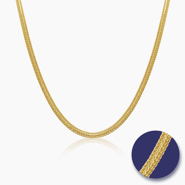 WHEAT CHAIN NECKLACE IN (SAUDI) 18K YELLOW GOLD