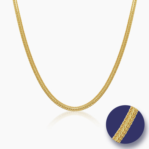WHEAT CHAIN NECKLACE IN (SAUDI) 18K YELLOW GOLD
