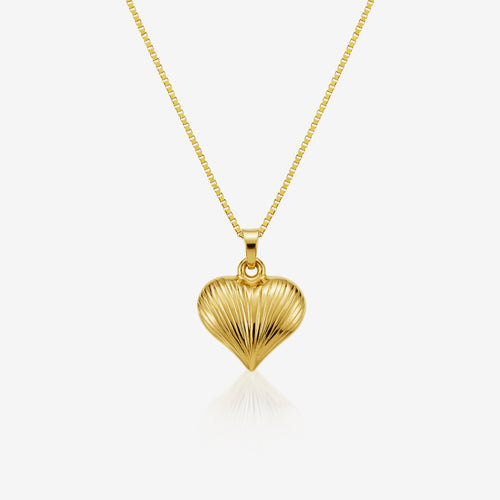 DIAMOND-CUT HEART PENDANT AND NECKLACE IN (SAUDI)18K YELLOW GOLD