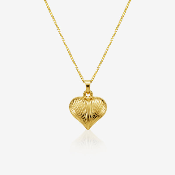 DIAMOND-CUT HEART PENDANT AND NECKLACE IN (SAUDI)18K YELLOW GOLD