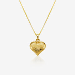 DIAMOND-CUT HEART PENDANT AND NECKLACE IN (SAUDI)18K YELLOW GOLD