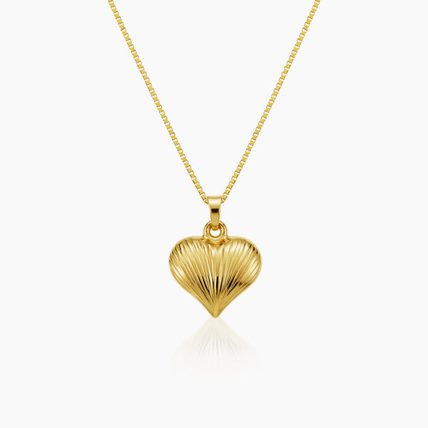 DIAMOND-CUT HEART PENDANT AND NECKLACE IN (SAUDI)18K YELLOW GOLD