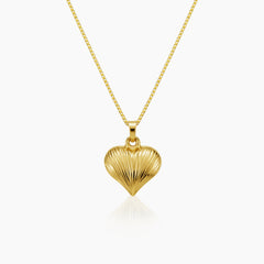 DIAMOND-CUT HEART PENDANT AND NECKLACE IN (SAUDI)18K YELLOW GOLD