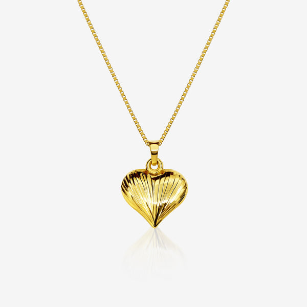 DIAMOND-CUT HEART PENDANT AND NECKLACE IN (SAUDI)18K YELLOW GOLD