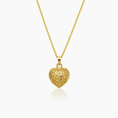 DIAMOND-CUT HEART PENDANT AND NECKLACE IN (SAUDI)18K YELLOW GOLD