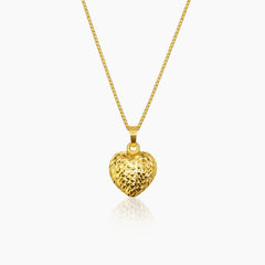 DIAMOND-CUT HEART PENDANT AND NECKLACE IN (SAUDI)18K YELLOW GOLD