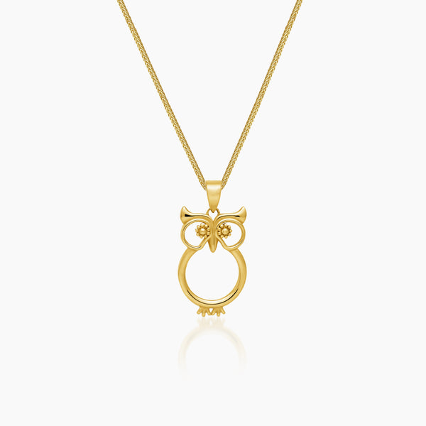 OWL PENDANT AND NECKLACE IN (SAUDI)18K YELLOW GOLD
