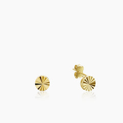 SUN RAY TEXDTURE LADIES' DISC STUD EARRINGS IN (ITALIAN) 18K YELLOW GOLD