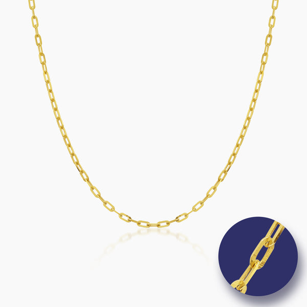 PAPER CLIP CHAIN LINKS (22 INCHES) IN (SAUDI) 18K YELLOW GOLD