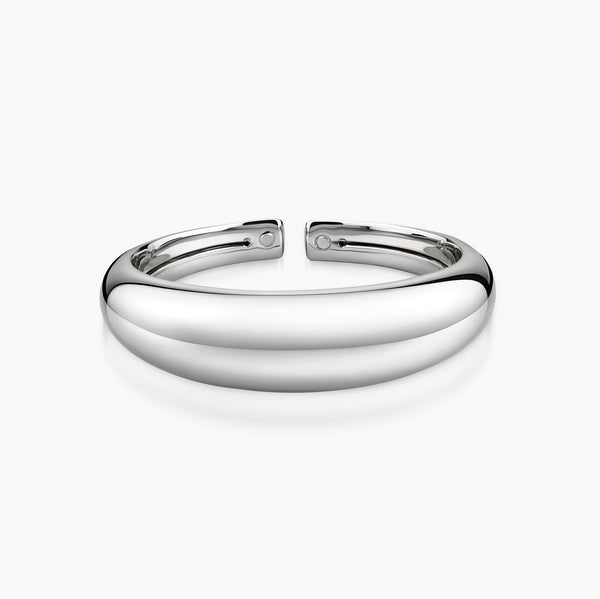 POLISHED DOME CUFF BANGLE BRACELET IN (ITALIAN) 18K WHITE GOLD