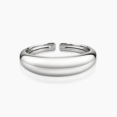 POLISHED DOME CUFF BANGLE BRACELET IN (ITALIAN) 18K WHITE GOLD