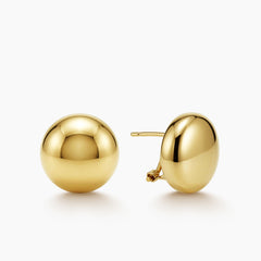 POLISHED DOME BALL LADIES EARRINGS IN (ITALIAN) 18K YELLOW GOLD