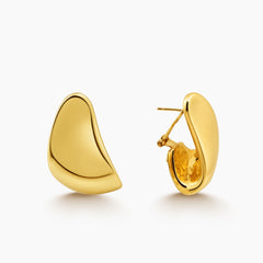 ASYMMETRICAL FLAT LADIES EARRINGS IN (ITALIAN) 18K YELLOW GOLD