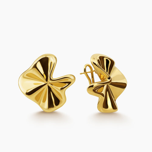 ABSTRACT FOLDED FLORAL LADIES EARRING IN (ITALIAN) 18K ROSE GOLD