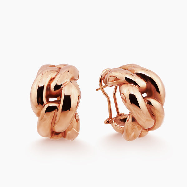 CHUNKY INTERLINKED CHAIN LADIES EARRINGS IN (ITALIAN) 18K ROSE GOLD
