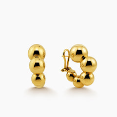 POLISHED BEADS LADIES HOOP EARRINGS IN (ITALIAN) 18K YELLOW GOLD