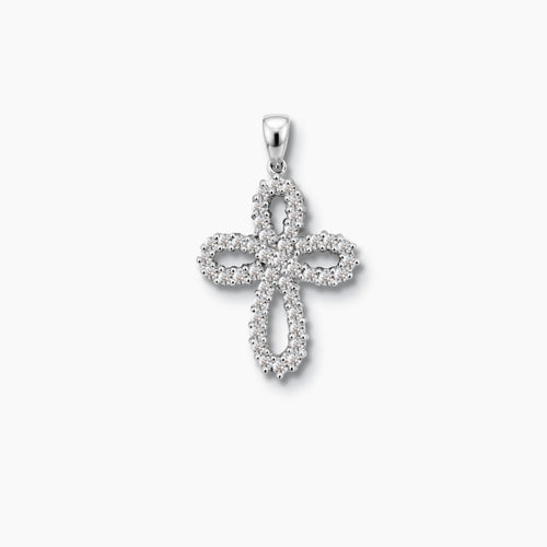 LOOP CROSS PENDANT WITH 44 =0.80/2.59/2.8 CARAT DIAMONDS IN 18K WHITE GOLD