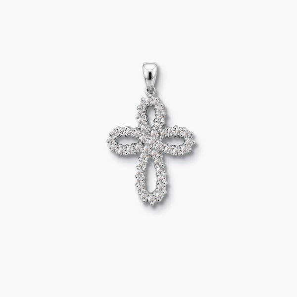 LOOP CROSS PENDANT WITH 44 =0.80/2.59/2.8 CARAT DIAMONDS IN 18K WHITE GOLD