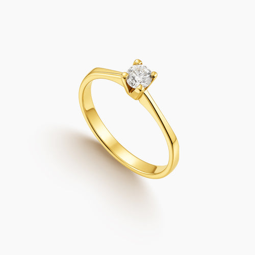 7 - CLASSIC SOLITAIRE ENGAGEMENT RING WITH DIAMOND IN (SAUDI) 18K YELLOW GOLD