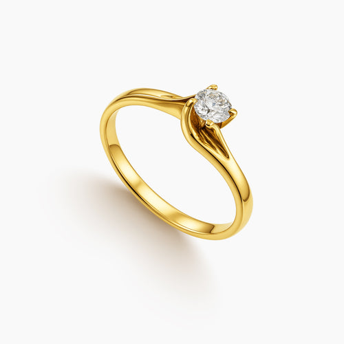 6.25 - TWISTED FOUR-PRONG STYLE ENGAGEMENT RING WITH DIAMOND STONE IN 14K YELLOW GOLD