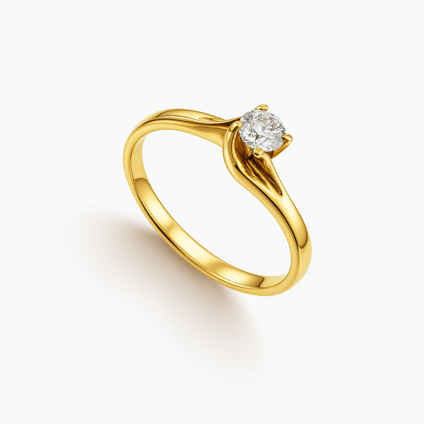 6.25 - TWISTED FOUR-PRONG STYLE ENGAGEMENT RING WITH DIAMOND STONE IN 14K YELLOW GOLD