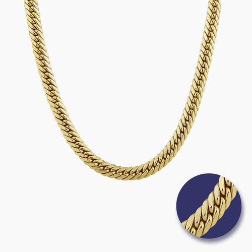 FLAT CURB CHAIN MENS NECKLACE (16 INCHES) IN (SAUDI) 18K YELLOW GOLD