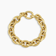 SMOOTH AND TEXTURED CHAIN LINK BRACELET (SAUDI) 18K YELLOW GOLD
