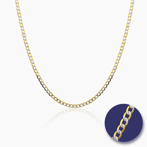 TWO-TONE FLAT CURB CHAIN LINK (24INCHES) IN (SAUDI) 18K YELLOW AND WHITE GOLD
