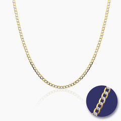 TWO-TONE FLAT CURB CHAIN LINK (24INCHES) IN (SAUDI) 18K YELLOW AND WHITE GOLD