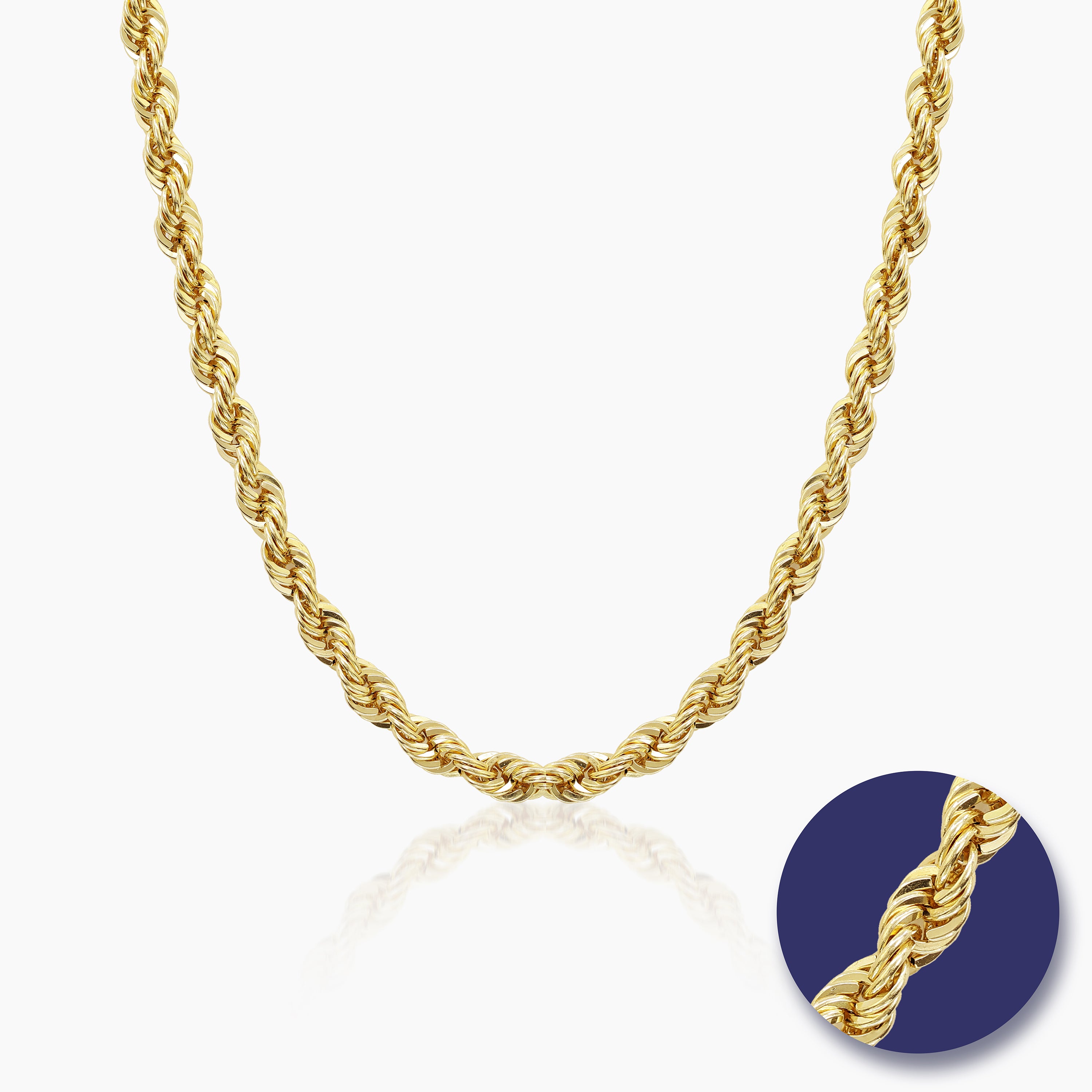 ROPE CHAIN NECKLACE IN (SAUDI) 18K YELLOW GOLD – F&C Jewelry | The ...