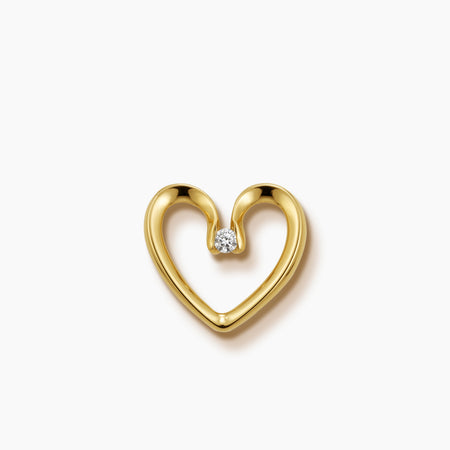 OPEN HEART PENDANT WITH 1 =0.035=0.93 CARAT DIAMONDS IN 14K YELLOW GOLD