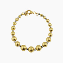 TWO-TONE ALTERNATING BEADED BRACELET IN (SAUDI) 18K YELLOW AND WHITE GOLD