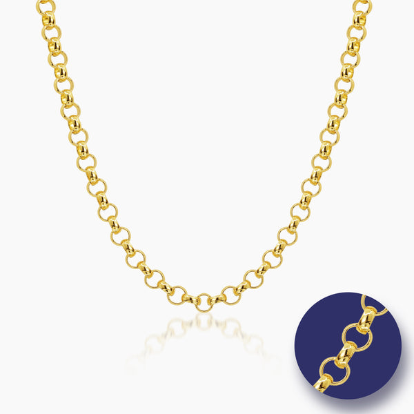 ROLO CHAIN WITH ROUNDED INTERLOCKING LINKS (20 INCHES) IN (SAUDI) 18K YELLOW GOLD