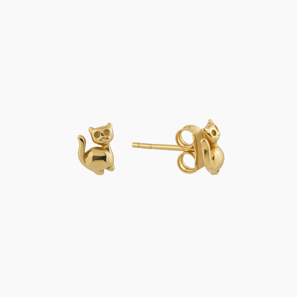 SIMPLE CAT STUD EARRINGS IN (SAUDI) 18K YELLOW GOLD